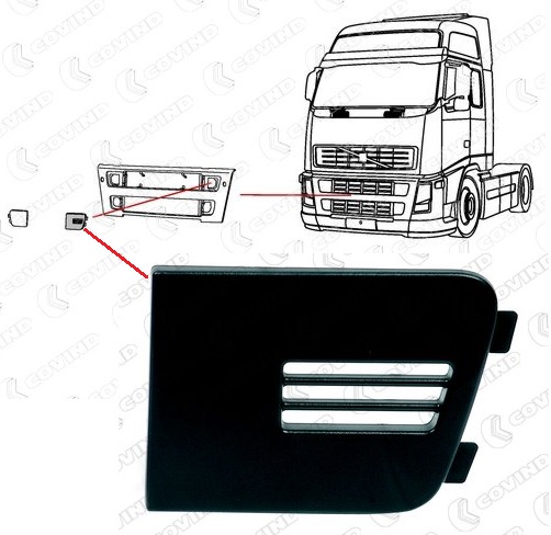 Kryt masky přední horní L VOLVO FH12 série 2, FH16 2a