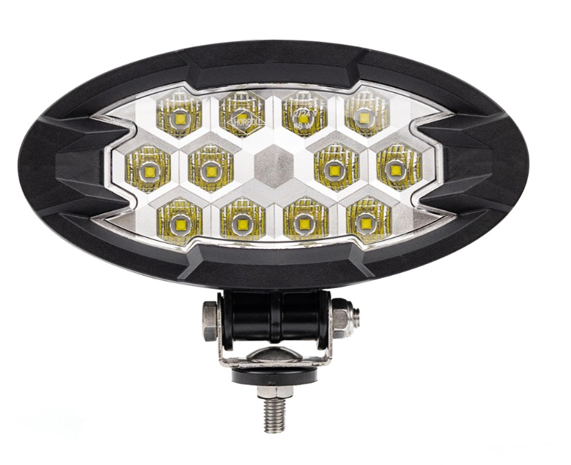 Světlomet pracovní 12V/24V 48W 12xLED Raptor L/P 5500lm/rozptýlené, kabel 1,5m