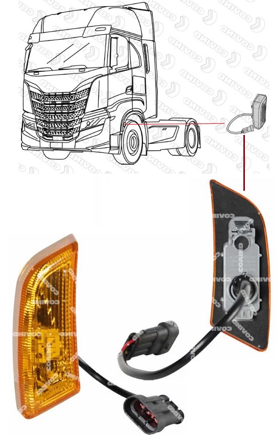 Svítilna směrová LED s kabelem 0,3m L IVECO Stralis S-Way