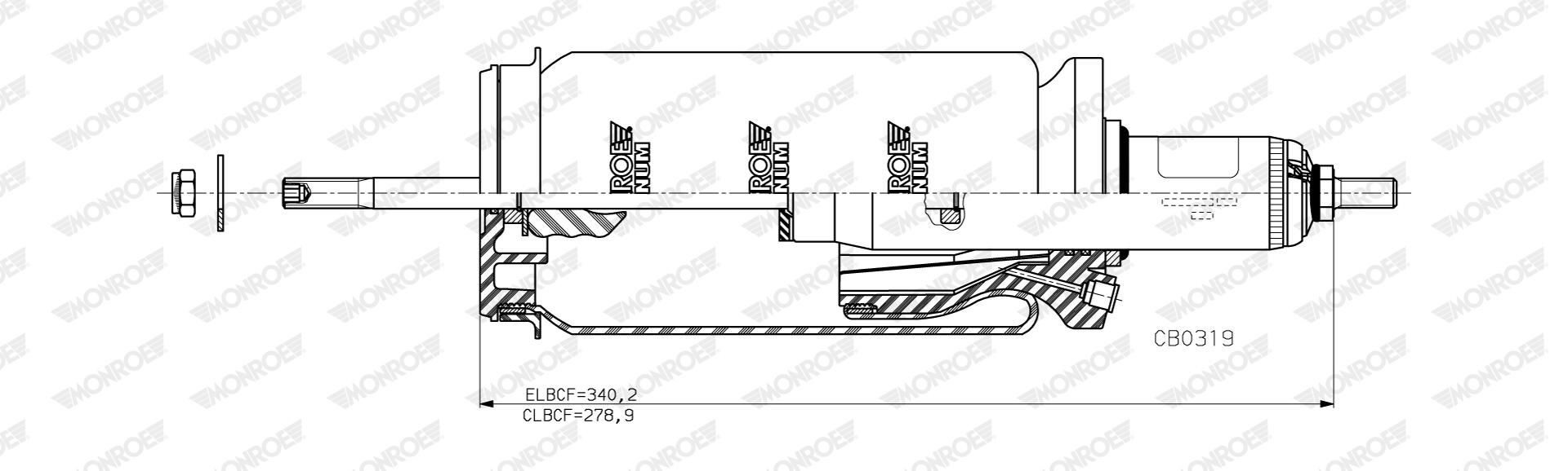 Vlnovec pérování kabiny přední I/I 25,4x279/340 SCANIA L, P, G, R, S Euro 6 od 2016