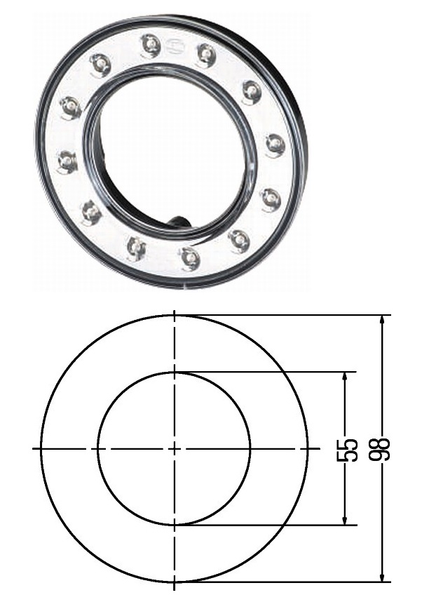 Svítilna poziční zadní kulatá L/P 24V 12xLED červená MAN, VOLVO, NEOPLAN