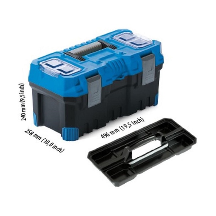 Box na nářadí plastový TITAN PLUS 496x258x240 modrý s plastovým madlem