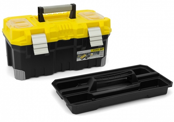 Box na nářadí plastový TITAN 496x258x240 žlutý s plastovým madlem