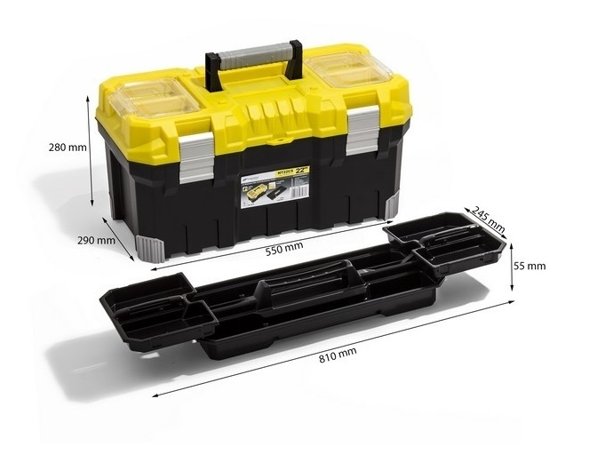 Box na nářadí plastový TITAN 554x286x276 žlutý s plastovým madlem