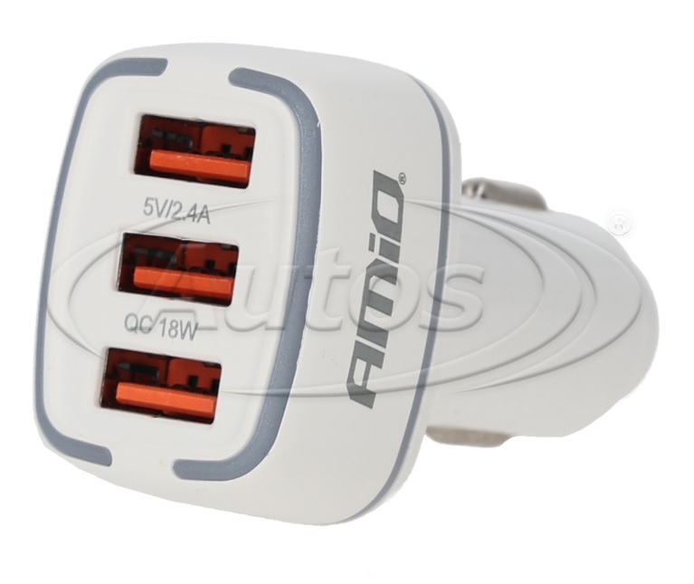 Autoadaptér - univerzální nabíječka do auta 12V / 24V  3xUSB-A  30W