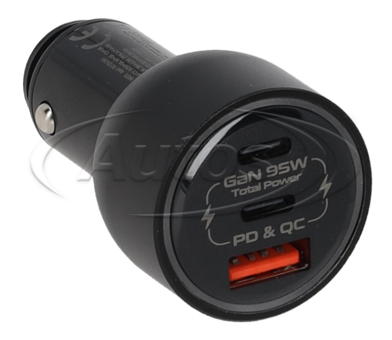 Autoadaptér - univerzální nabíječka do auta 12V / 24V  2xUSB-C + USB-A  95W