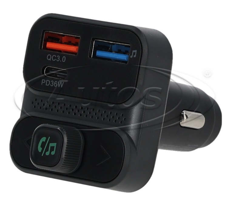 Transmitér FM signálu AMIO 12V/24V 2×USB-A / 1×USB