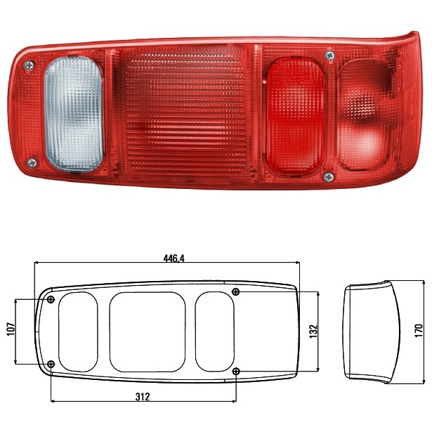 Svítilna zadní 6-dílná L CARALUNA I, E17 9604