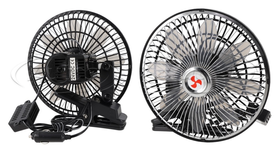 Ventilátor 24V / 200mm - 21W/8 lopatek s klipem, kabel 1,2m