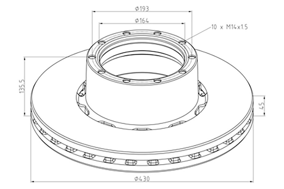 Kotouč brzdový 430x45x135 s kroužkem ABS SAF Integral 22,5"