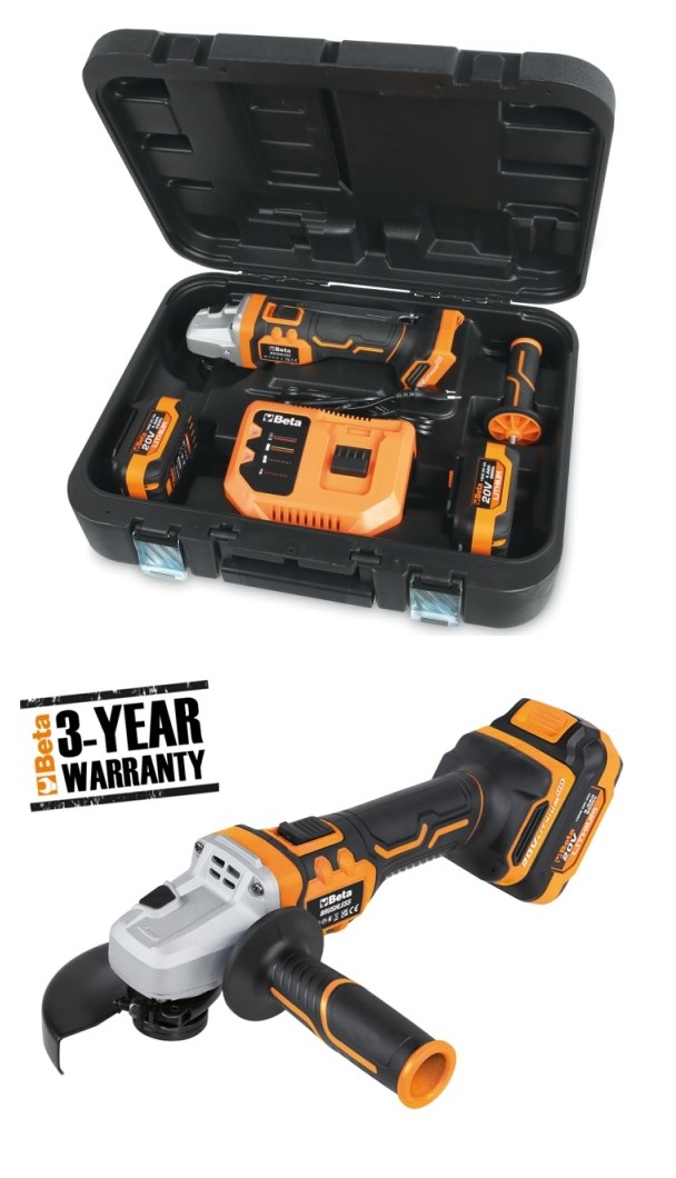 Bruska úhlová AKU 1986/K20V-125, pr.125/115mm, 8000 ot/min. +baterie,nabíječka,kufřík