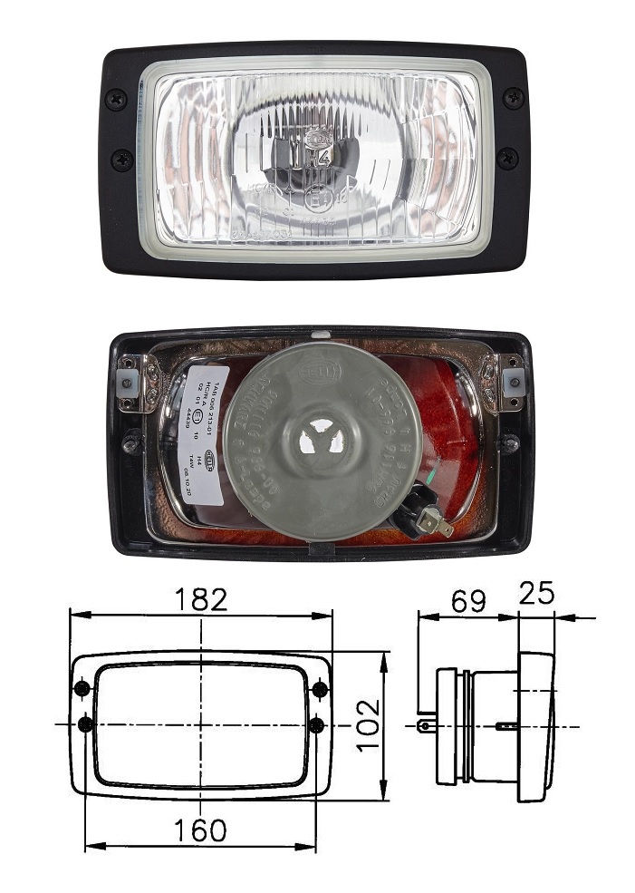 Světlomet hlavní 12V (T4W,H4) L/P CAT M312 M313C. VOLVO EW55B EW60C EW60E EW240E EWR150E