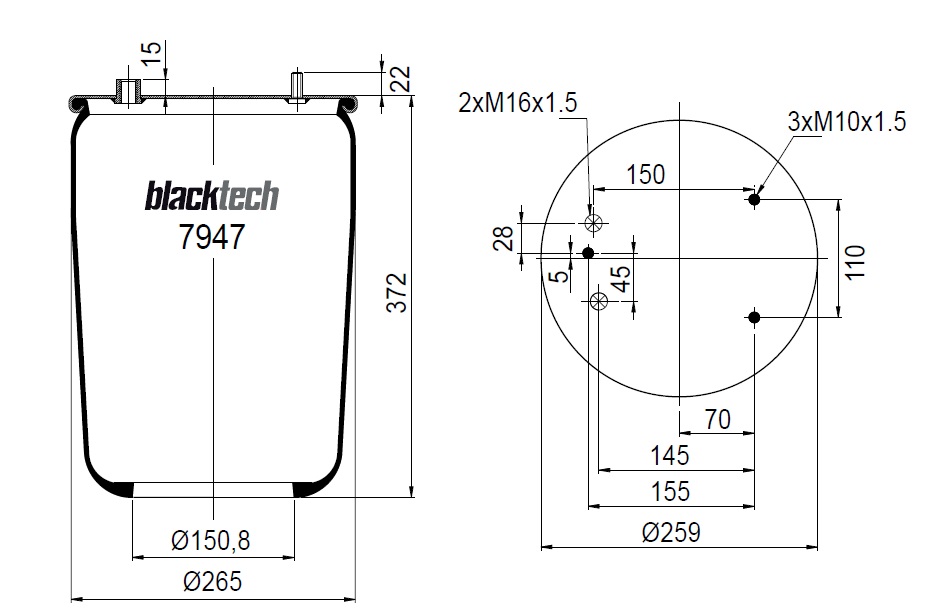 Vlnovec pérování RML7947-2 bez zvonu DAF 85, 95