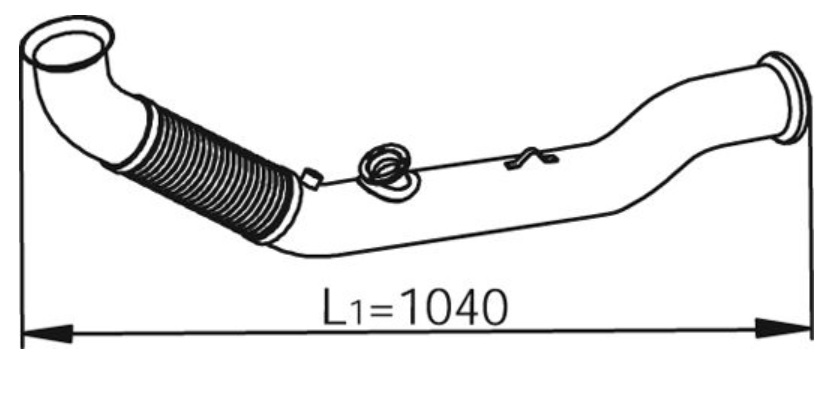 Trubka výfuku přední s pružným dílem 1040mm RVI Midlum 44EL DXi5 Euro 4