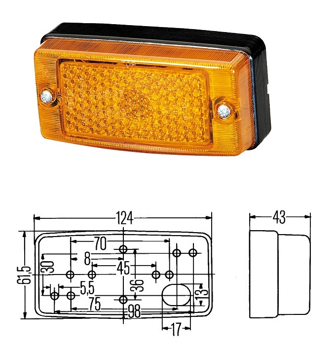 Svítilna poziční 12V/24V R5W L/P oranžová 