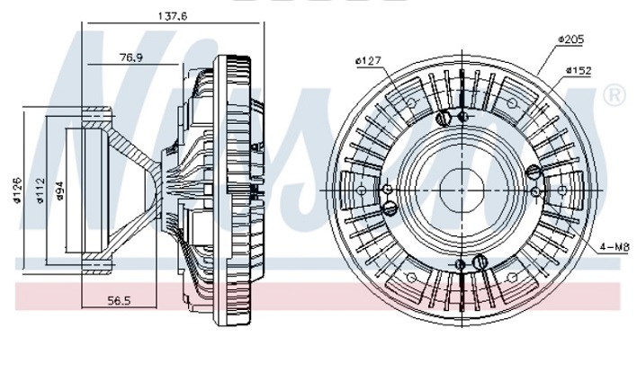 Viskospojka bez ventilátoru VOLVO FH, FH12, FH16, FL12, NH12 D12A340-D16B520 od 08.1993