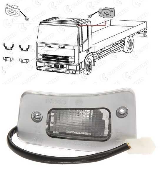 Svítilna poziční střešní bílá L IVECO E.Cargo, Stralis AD/AT od  2007 do 2013, E.Trakker