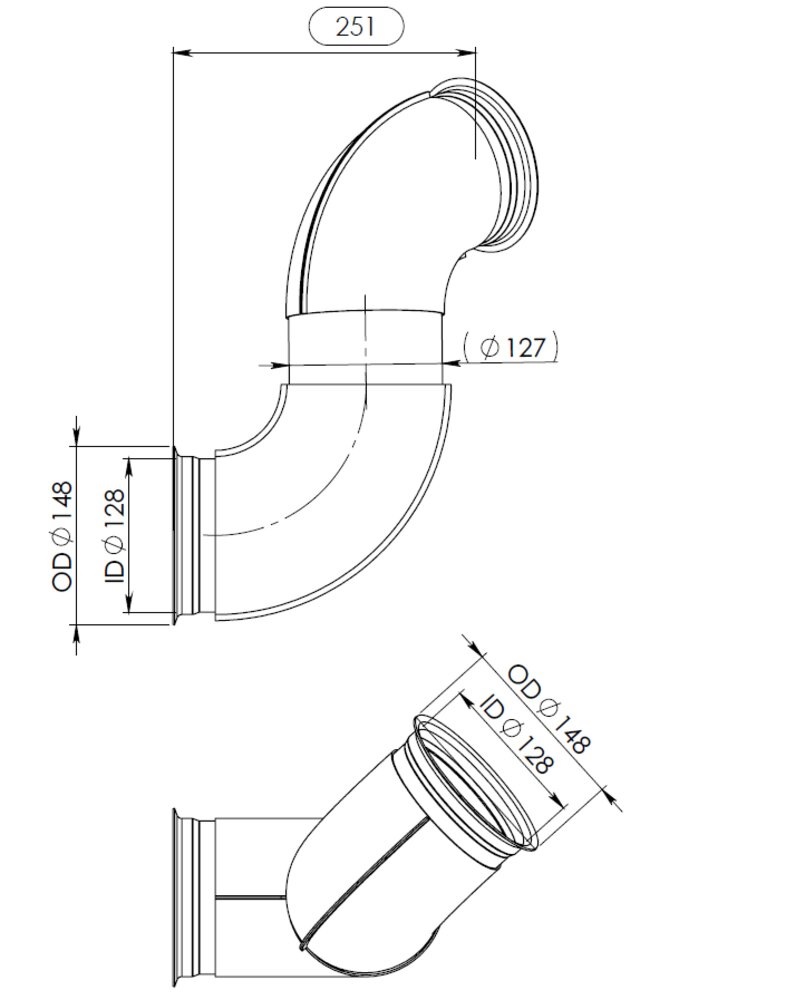 Trubka výfuku střední pr.128x520mm VOLVO FH, FH16 D13A400-D16G700 od 01.2003
