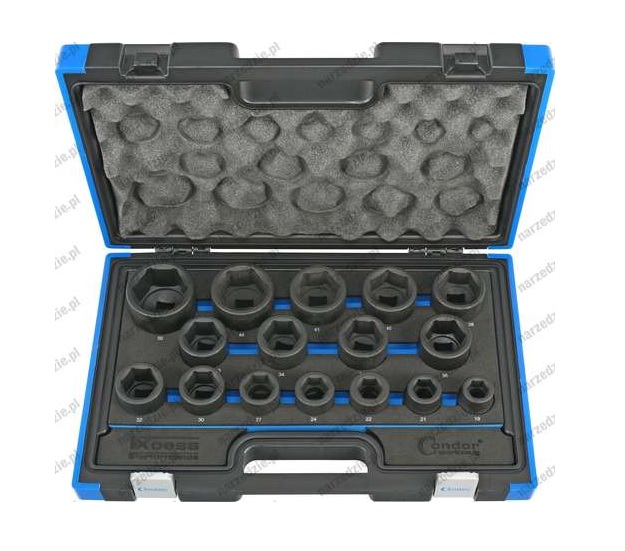 Sada nástrčných úderových hlavic 3/4" šestihranné,  19 - 50mm / 16 ks