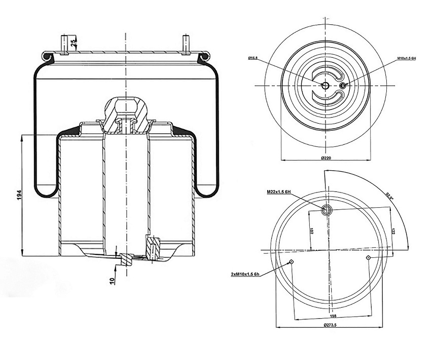 Vlnovec pérování kompletní - železný zvon PN L DAF CF E6/F7, XF E6/F7