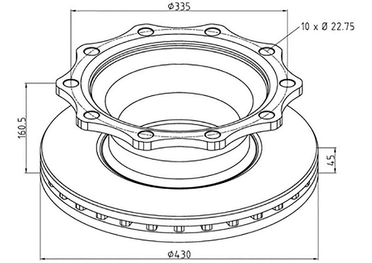 Kotouč brzdový 430x45x161 SAF SK RS9022/11222/SK RZ9022/11222
