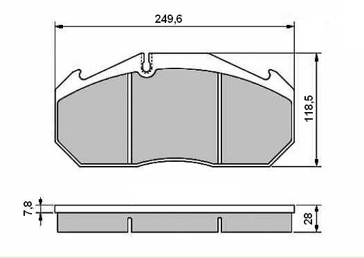 Deska brzdová 29030 Kruse 249,6x118,4x28,2 MERITOR D3/D Elsa 1, RVI, MAN, IRISBUS Arway, K