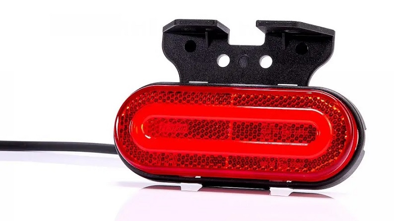 Svítilna poziční 12V/36V LED červená s odrazkou, s držákem 90°, kabel 0,5m