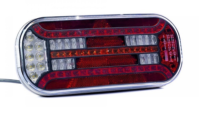 Svítilna zadní 6-dílná P 12V/24V LED, bez osvětlení SPZ s trojúhelníkem, kabel 1m