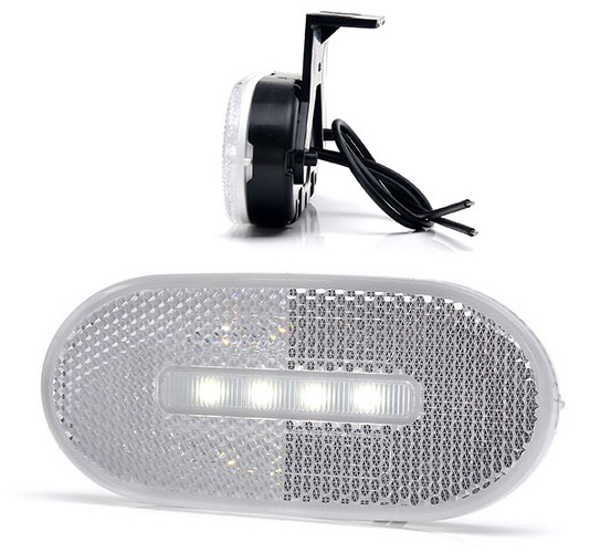 Svítilna poziční 12V/24V 4xLED bílá oválná s odrazkou a držákem 90°, kabel 0,22m