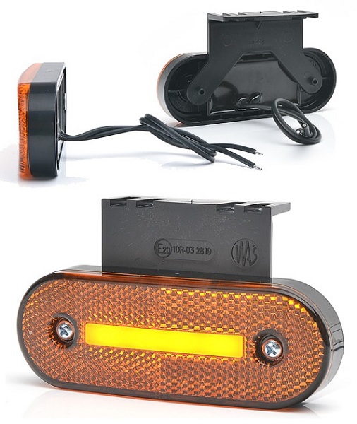 Svítilna poziční 12V/24V 4xLED oranžová s odrazkou a držákem 90°, kabel 0,22m