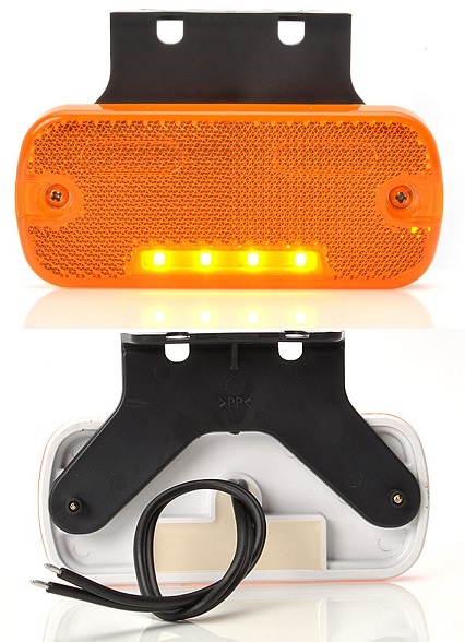 Svítilna poziční 12V/24V LED s odrazkou, oranžová, držák 90°, kabel 0,22m