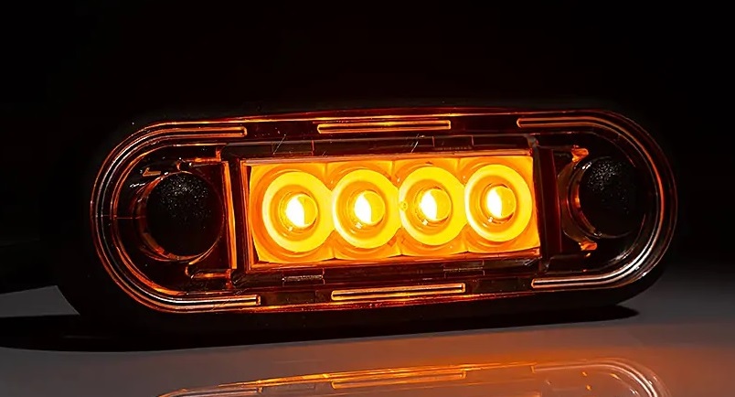 Svítilna poziční 12V/24V 4xLED oranžová  84x27x12, kabel 0,5m
