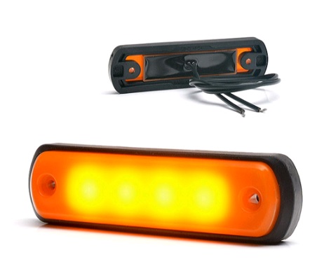 Svítilna poziční 12V/24V 110x31mm 4xLED oranžová, kabel 0,22m