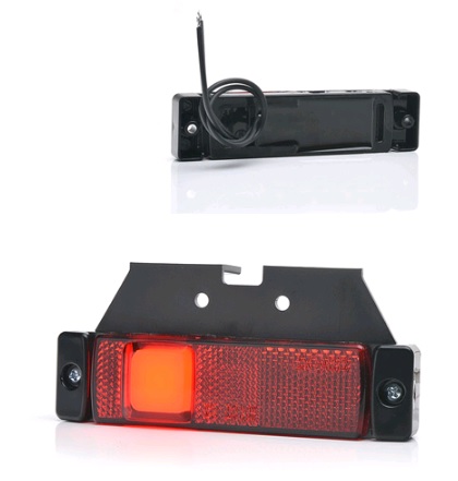 Svítilna poziční 12V/24V 130x57x20/ LED červená s držákem a odrazkou, kabel 0,2m