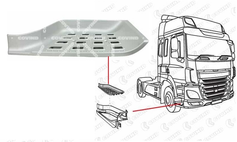 Nášlap schodu kabiny spodní P DAF XF106 Euiro 6