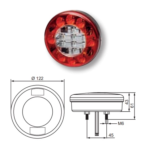 Svítilna zadní VALUEFIT 3-dílná L/P 10V/30V (mlha/couvák/obrys) 24xLED, s kabelem 260mm