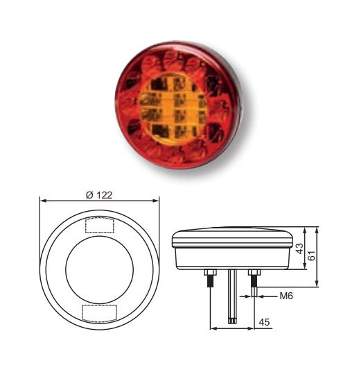 Svítilna zadní VALUEFIT 3-dílná L/P 10V/30V (brzda/směr/ obrys) 24xLED, s kabelem 260mm