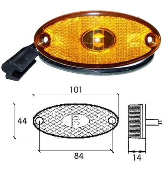 Svítilna poziční 24V FLATPOINT II LED oranžová s kabelem 0,5m, návěs KÖGEL
