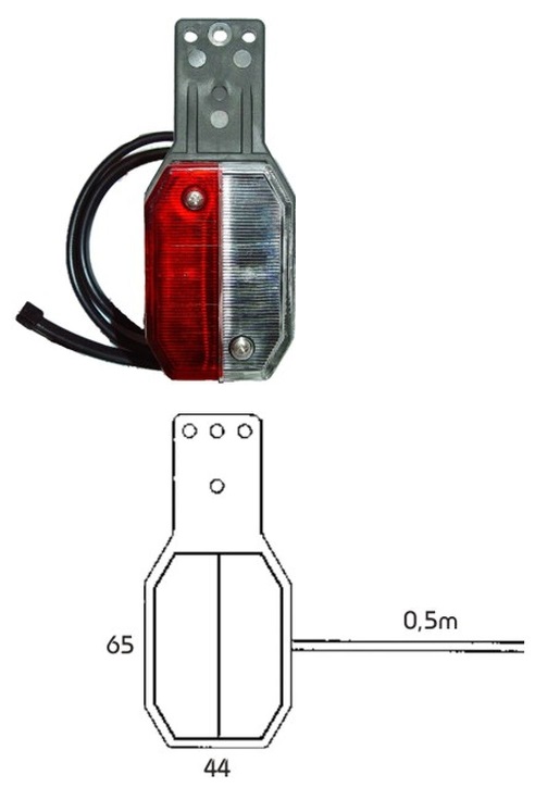 Svítilna poziční FLEXPOINT 12V 65x44 SV8,5/C5W č/b na gumě, s kabelem 0,5m