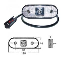Svítilna poziční UNIPOINT 24V/119x44x16 1,3W LED bílá s kabelem 0,5m a konektorem