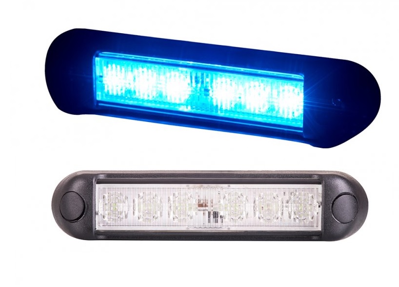 Svítilna výstražná 12V/24V 6xLED modrá, 4 režimy+2 úrovně jasu, kabel 0,5m