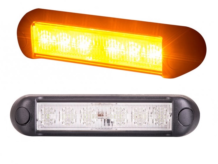 Svítilna výstražná 12V/24V 6xLED oranžová, 4 režimy+2 úrovně jasu, kabel 0,5m
