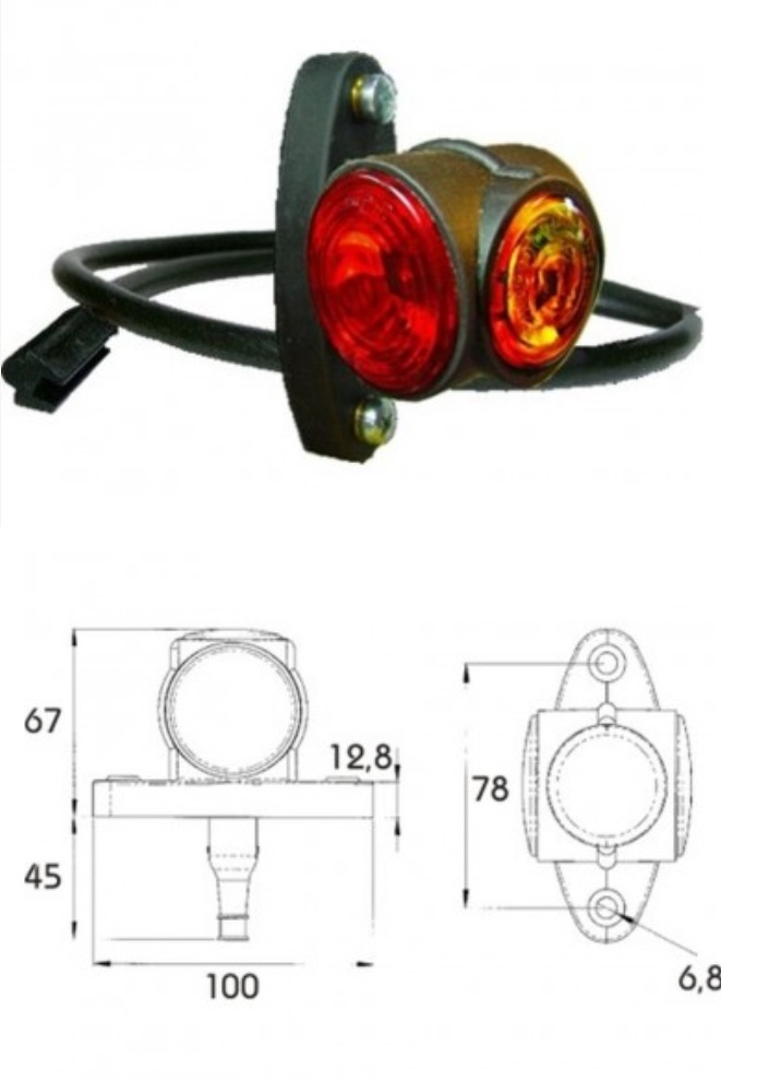 Svítilna poziční PRO-SUPERPOINT 3 24V Ba9s/T4W s kabelem 1,75m 