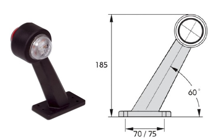 Svítilna poziční ohebná 12V/24V Ba15s/R5W L/P č/b s předem zapojenou kabeláží