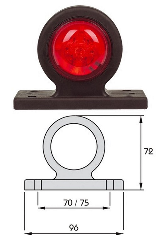 Svítilna poziční 12V/24V 72x96x47 L/P Ba15s/R5W č/b na gumovém soklu