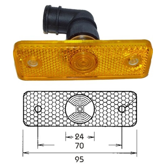 Svítilna poziční 12V/24V 95x30x7,5 Ba9s/T4W oranžová s odrazkou, bez držáku