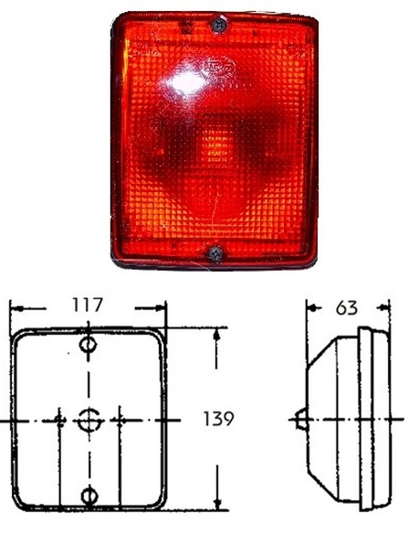 Svítilna mlhová 12V/24V BA15s /P21W 117x139x63 MERCEDES O305, O402, O405, O407, O408