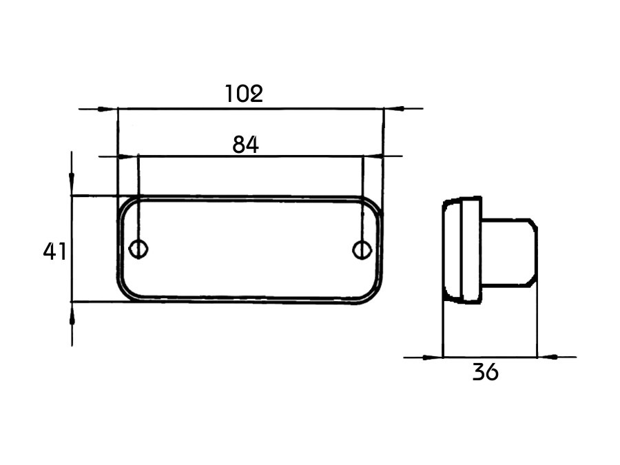 Svítilna poziční boční/koncová 12V/24V SV 8,5/C5W 102x41x36  červená s pryžovým pouzdrem