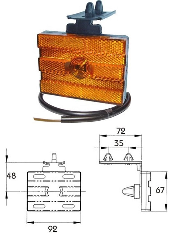 Svítilna poziční 24V 92x67x16 KOGEL LED s odrazkou a držákem 90°, kabel 0,5m