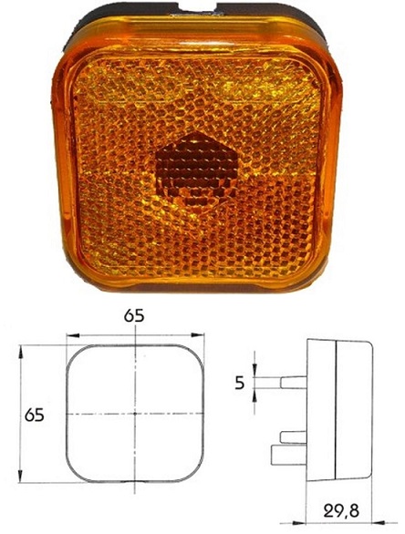 Svítilna poziční 12V/24V SV8,5/C5W 59x59x30 MAN s odrazkou, bez kabelu